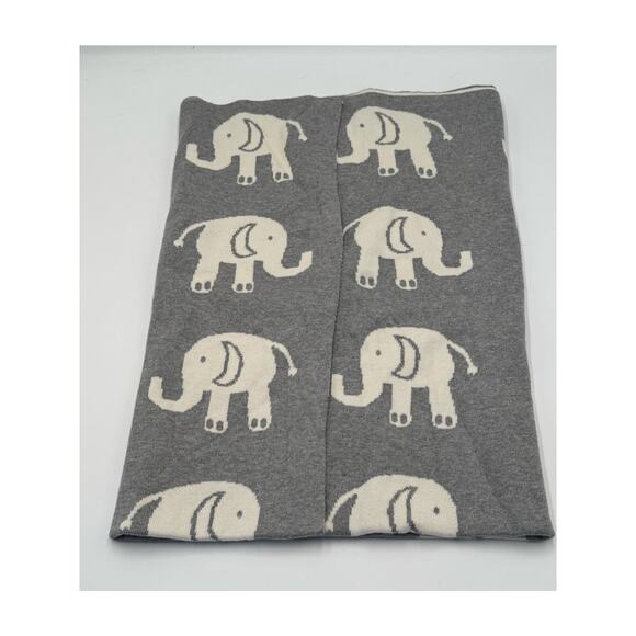Nicole Miller Home Elephant Baby Blanket Gray White Cotton 34x46 Reversible - Picture 1 of 7